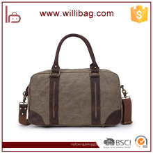 Wholesale Canvas With Genuine Leather Travel Sports Duffel Bag